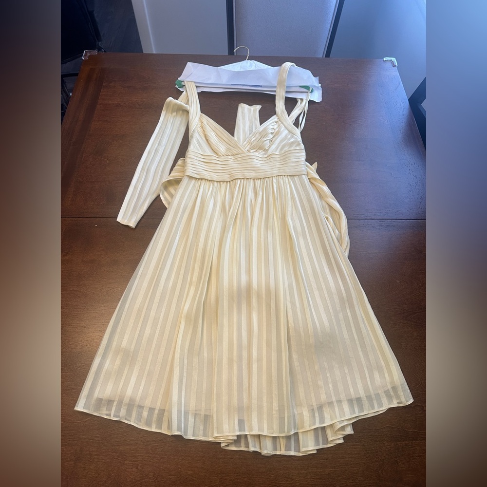 BCBGMaxAzria Yellow Striped Formal Dress